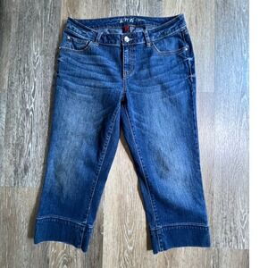 Apt 9 Capri Jeans Womens 10P Blue Dark Wash Denim Cropped Cuffed Pants